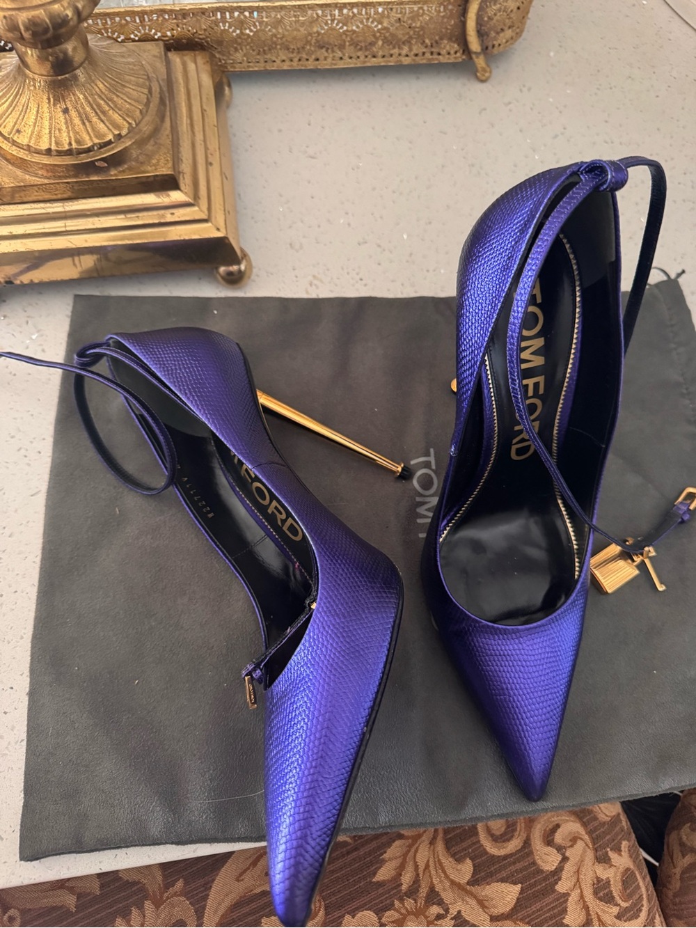 Tom Ford Royal Purple Padlock Lizard Pumps Rare eu 41 or us 11